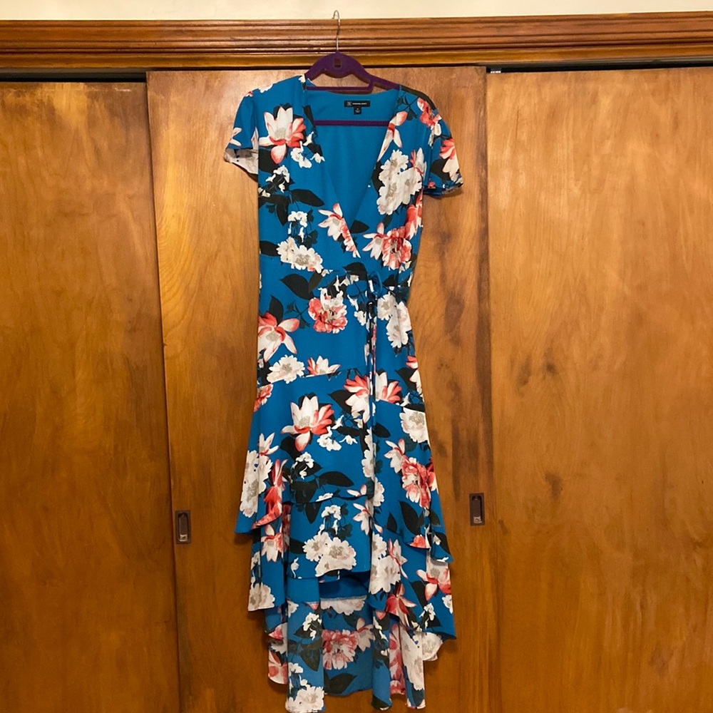 INC Intl Concepts floral wrap high/low dress.  Size 14